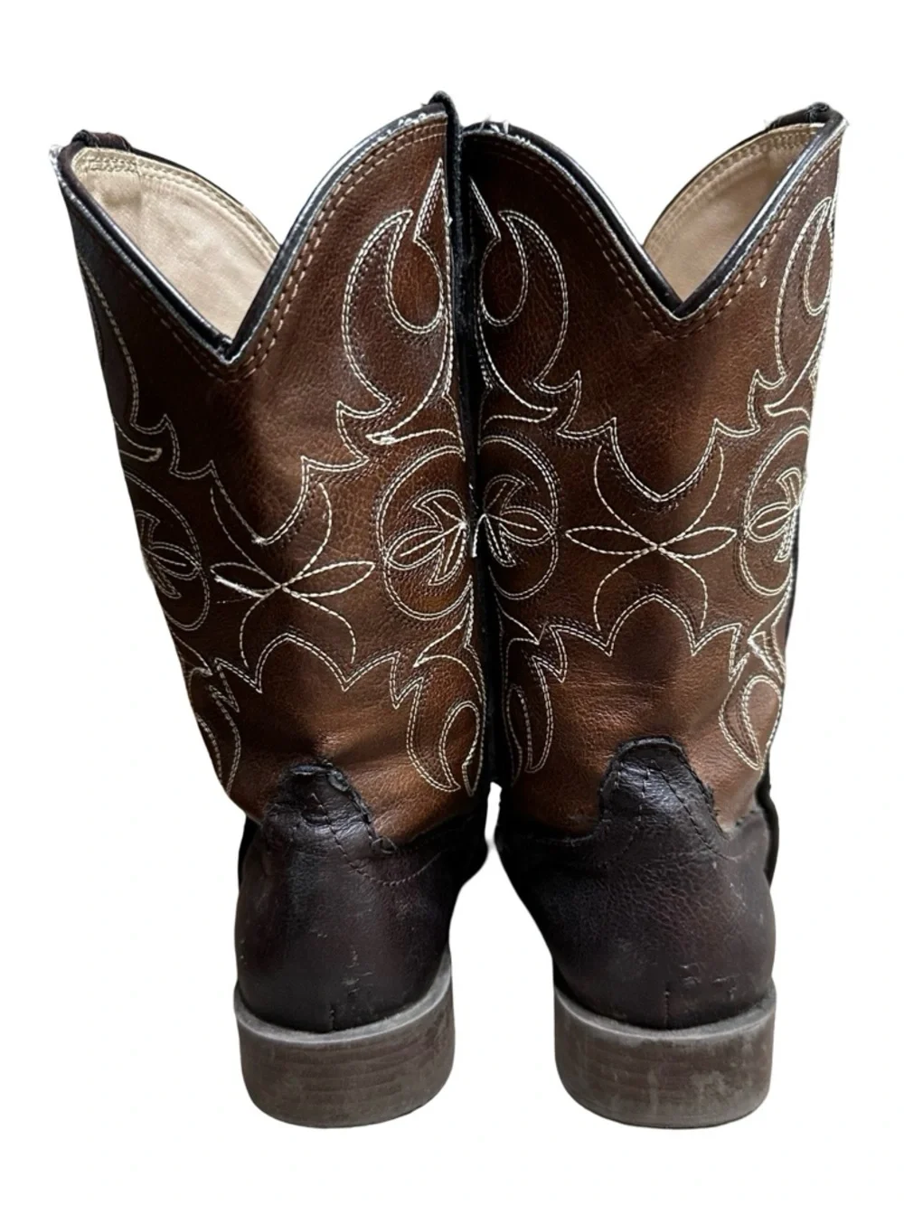 Roper Brown Cowboy Boots Size 1 Little Kids Square Toe Western Country Rodeo